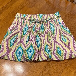 Colorful Patterned Women's Skirt with matching belt— size medium